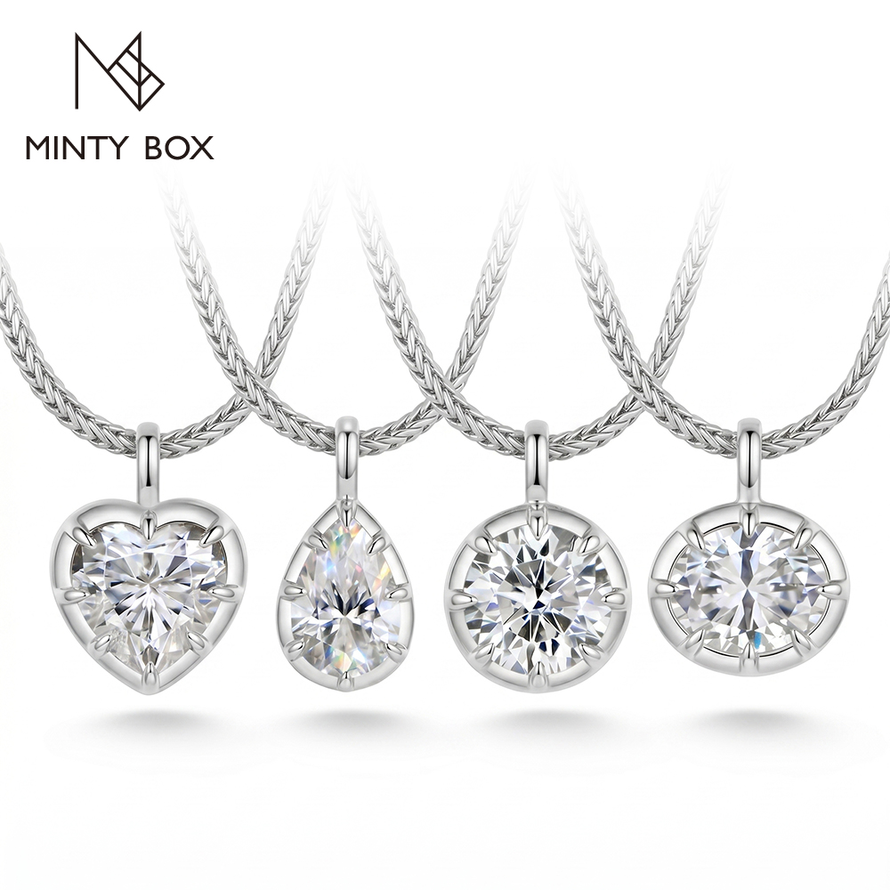 Bezels Set Pendant - Kolekcja wisiorków z moissanitem MINTYBOX z